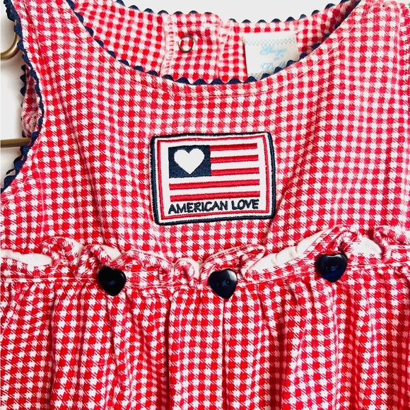 Red Gingham Baby Romper USA Fourth of July 3-6 months - Picture 6 of 9